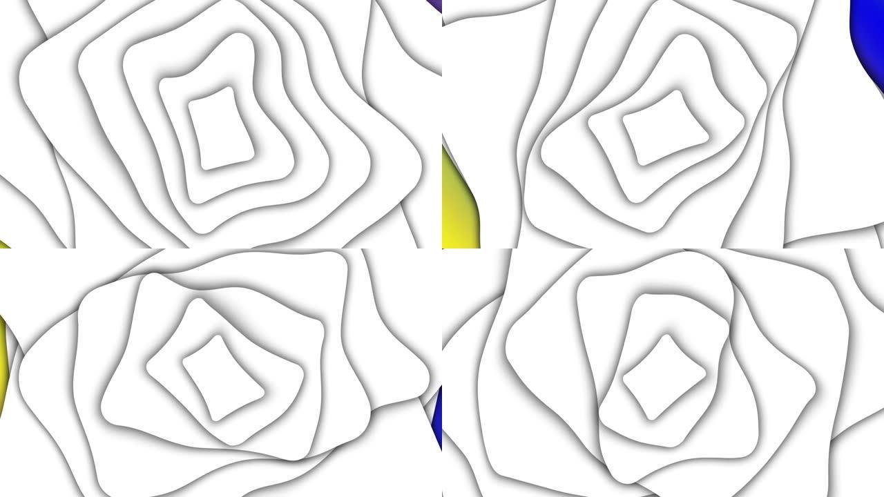 线条波浪抽象循环背景。抽象彩色液波背景。