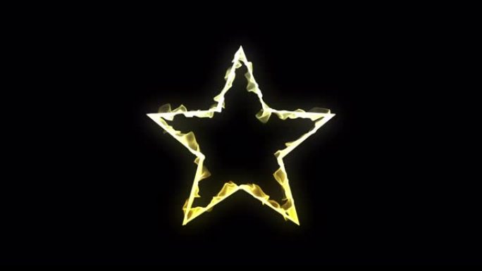 星形框架。黄色和白色明亮的3d恒星由波，点，粒子混合而成，孤立在黑色背景上。流动的颗粒。