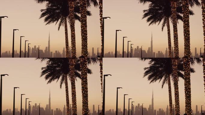 迪拜哈利法塔的夜景
