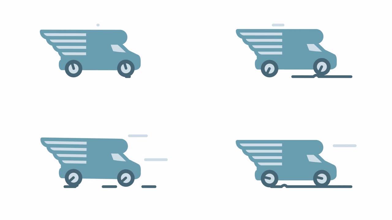 送货卡车动画平面图标