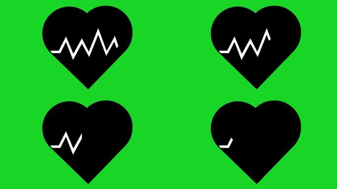 动画图标黑色剪影心脏脉动波