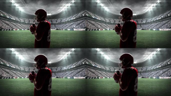 美式足球运动员在体育场上空的动画
