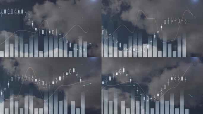 蓝天下面对云层的统计数据处理合成视频