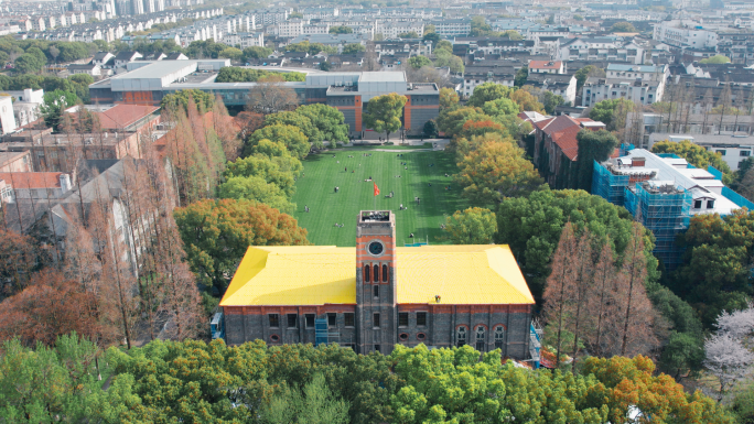 【4K】航拍苏州大学天赐庄校区春日樱花季