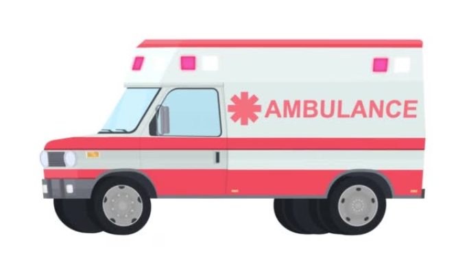 救护车。复苏车的动画。卡通