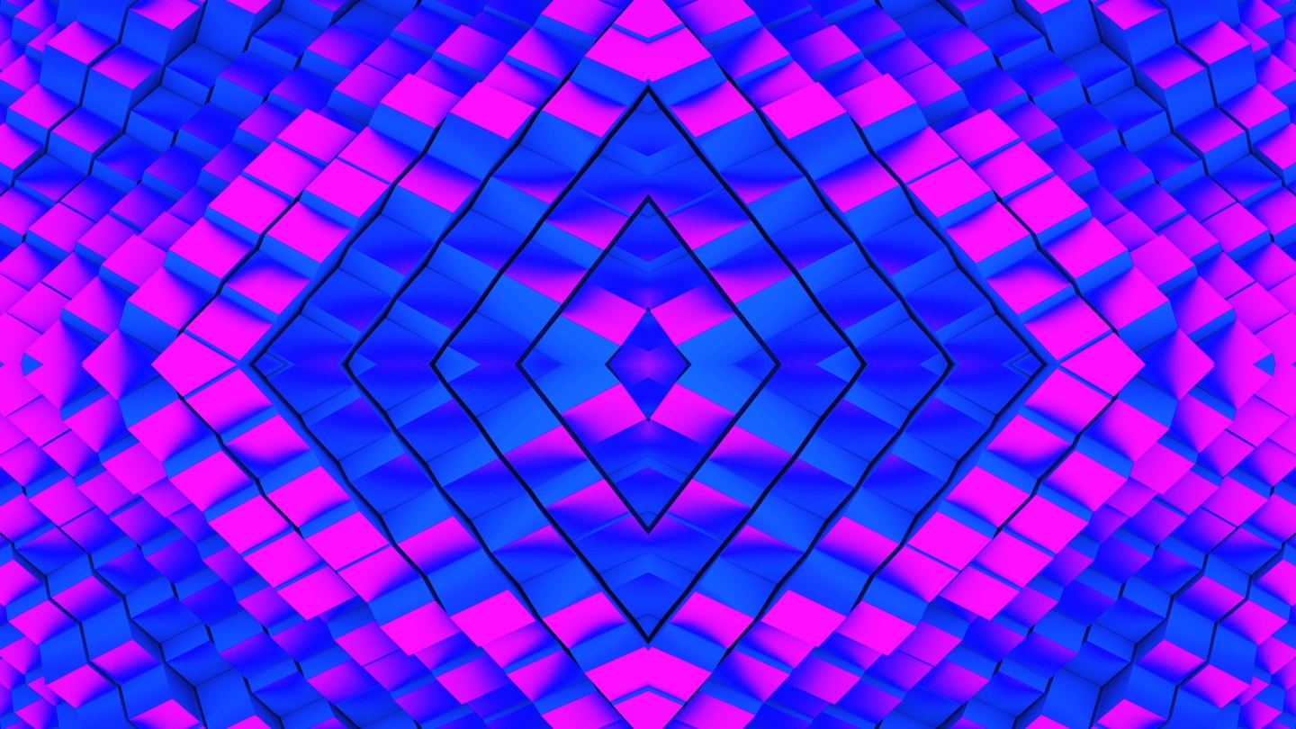 【4K时尚背景】蓝紫空间立体方块VJ矩阵