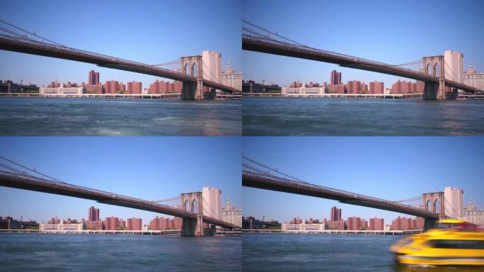 布鲁克林大桥日全景4k延时从纽约