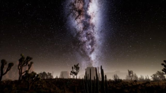 死亡谷国家公园沙漠中的超脱在银河恒星下月光下