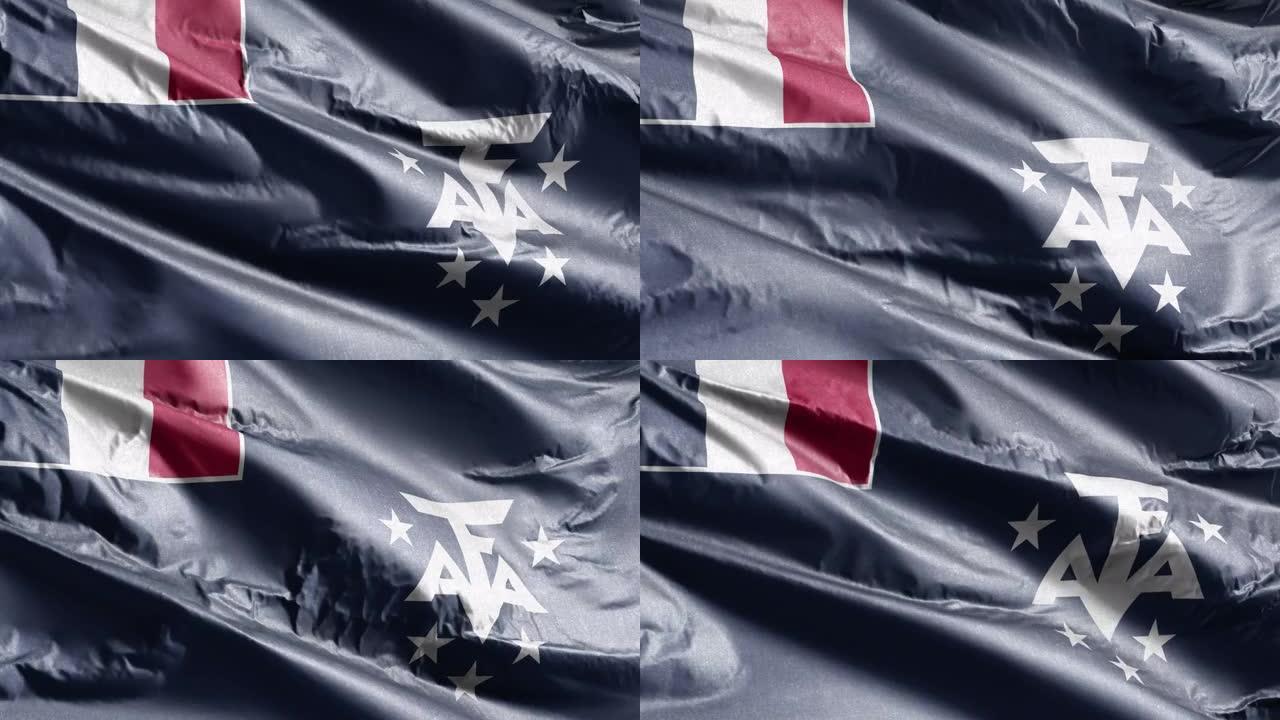 法国南部和大西洋地区纺织旗帜在风环上飘扬。法国南部和大西洋大陆的旗帜在微风中摇曳。面料纺织组织。完全