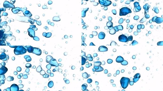 次氯酸在水中盘旋的蓝色气泡