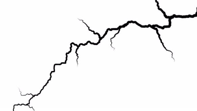 白色背景上不断增长的黑色现实裂缝