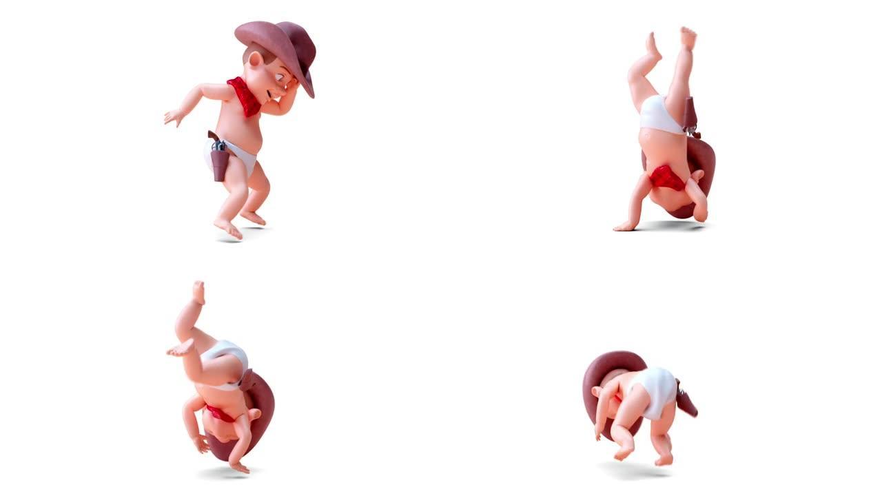 牛仔婴儿跳舞的有趣3D卡通