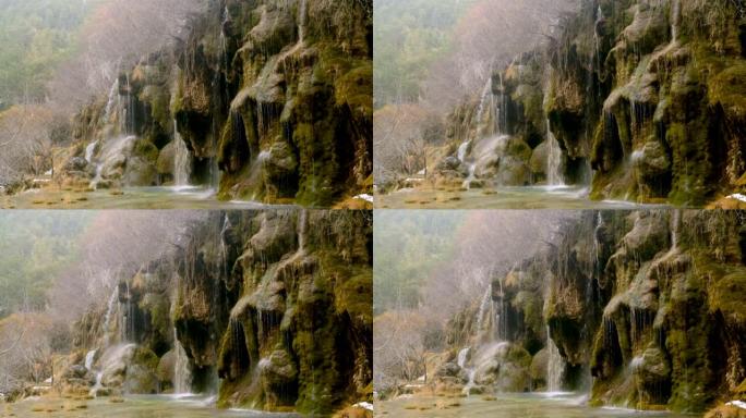 河源来自从山上掉下来的瀑布的过滤水。4k镜头