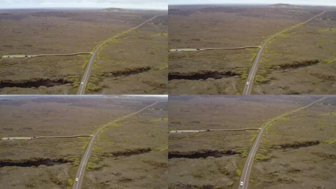 冰岛高速公路穿过熔岩场