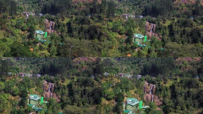 斯里兰卡埃拉拉瓦那瀑布的鸟瞰图