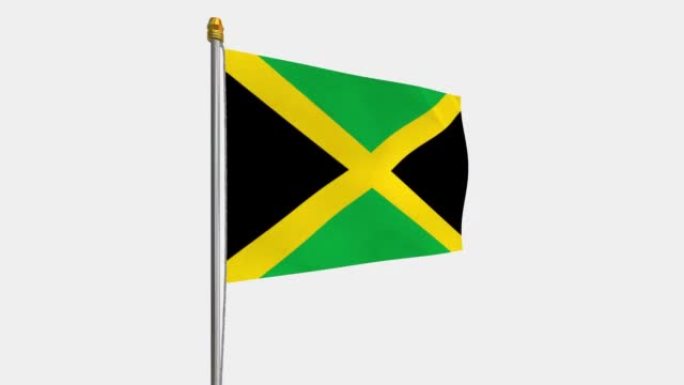 牙买加国旗在风中飘扬的循环视频，4k的慢动作视频，带Alpha通道