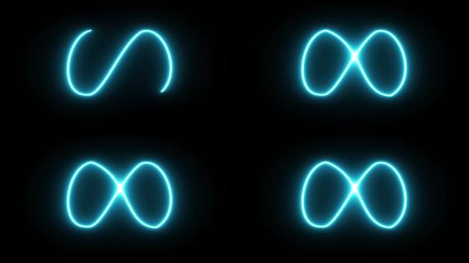 metaverse图标在黑色背景上的元徽标循环动画，混合模式，4K，抽象粒子的3d渲染。