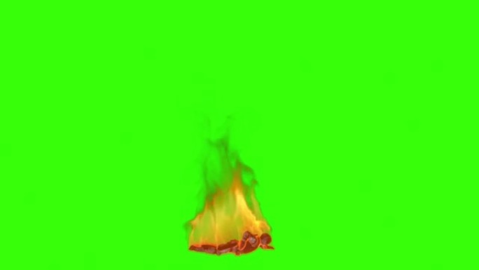 士兵在火爬行在痛苦的侧视图，绿色屏幕Chromakey
