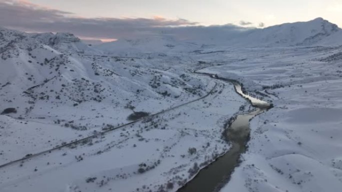 土耳其东部安纳托利亚地区Erzincan的Ergan滑雪中心无人机视频的冬季