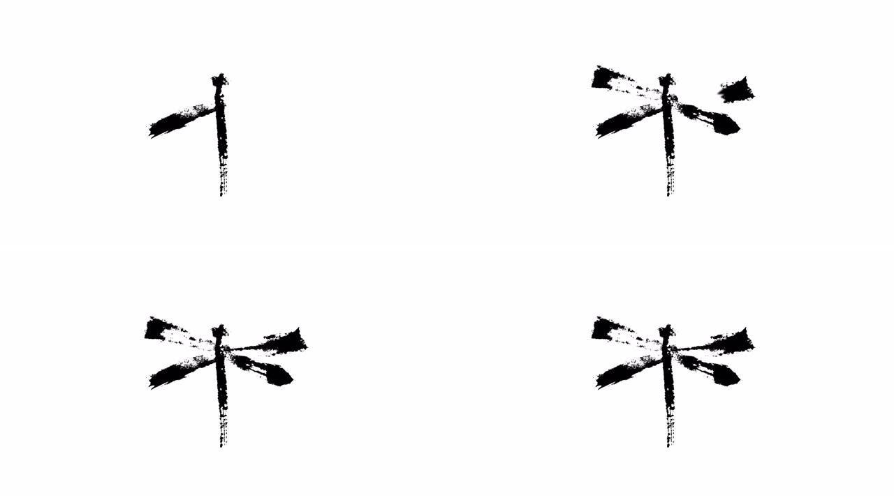 黑墨蜻蜓的动画。