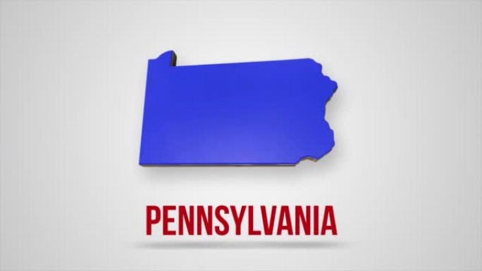 动画平面地图显示了美国宾夕法尼亚州的白色背景。