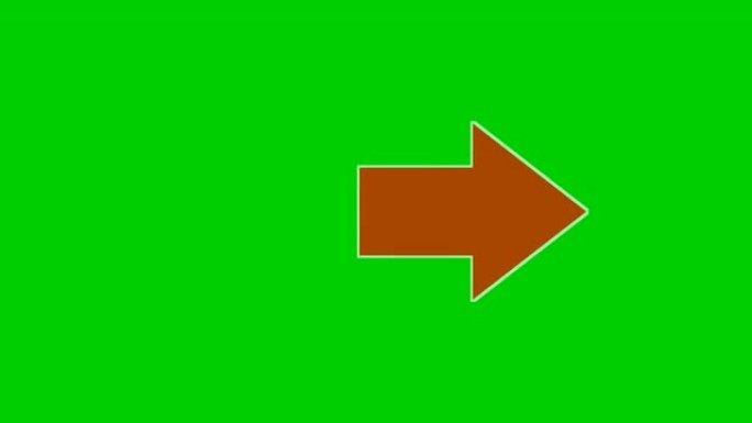 箭头动画绿屏，红色卡通箭头指向绿屏背景右转