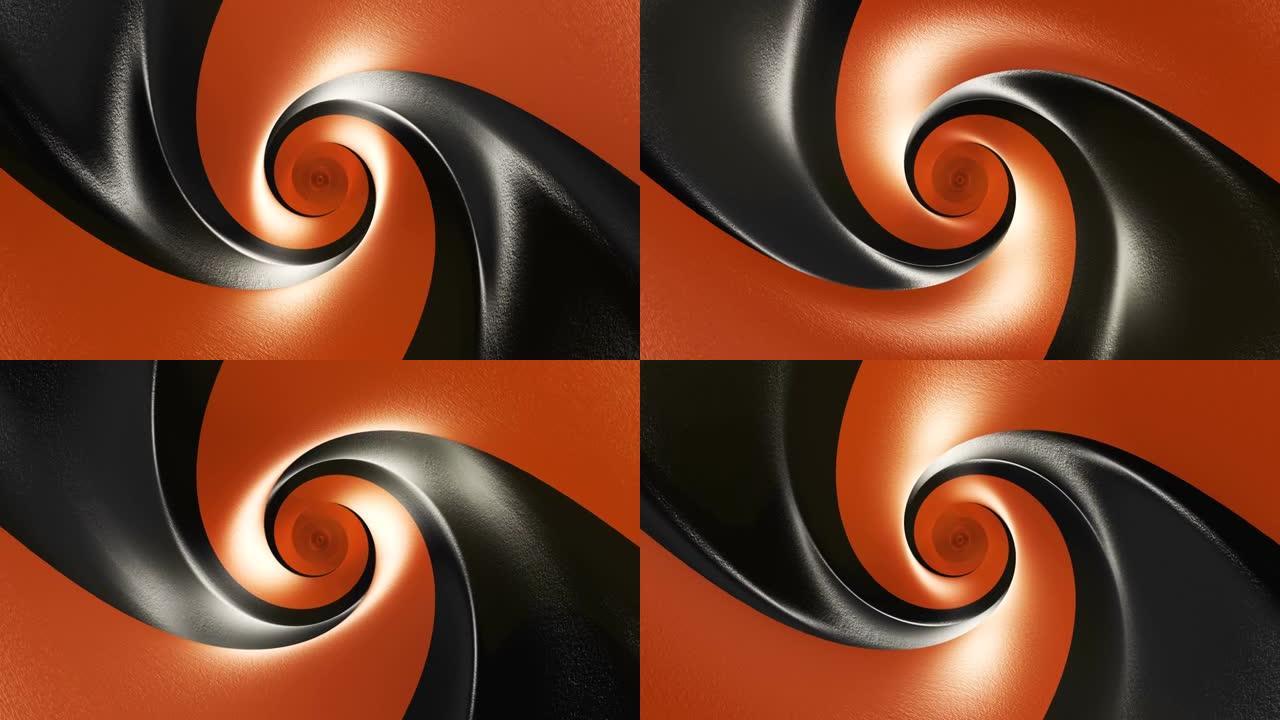黑色和橙色隧道旗动画循环，4k