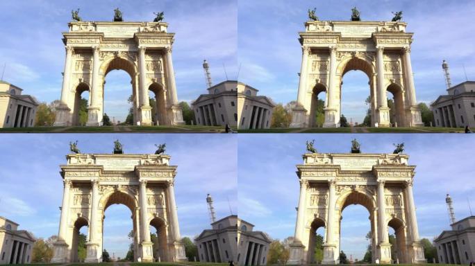 欧洲，意大利，米兰2022年4月-和平拱门 (Arco della Pace) 由于冠状病毒疫情新型