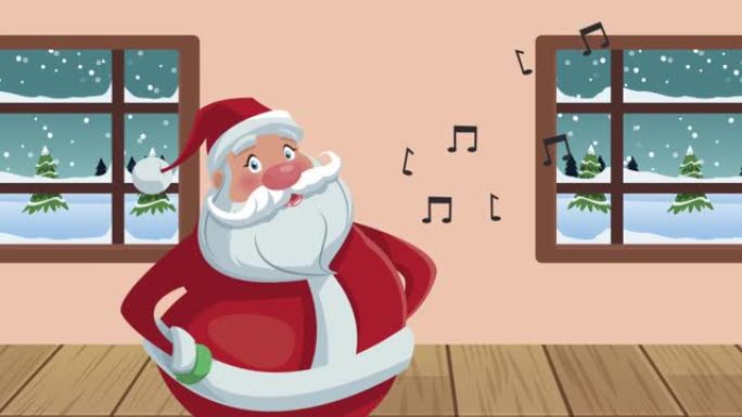 圣诞老人吹口哨的圣诞快乐动画