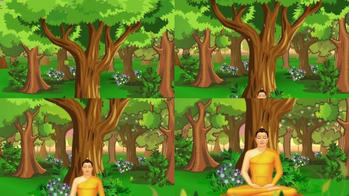圣雄释迦牟尼佛在树林中冥想01