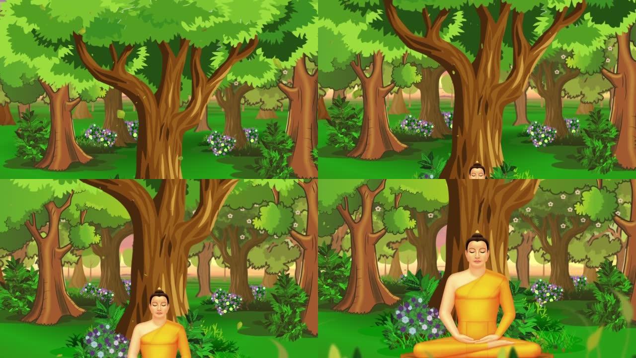 圣雄释迦牟尼佛在树林中冥想01
