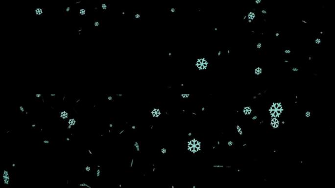 高分辨率黑色背景逼真的降雪背景动画，易于使用。