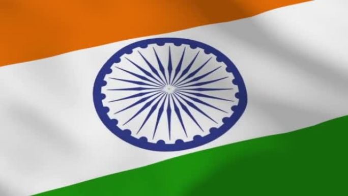 印度国旗在风中飘扬。印度国旗飞行。