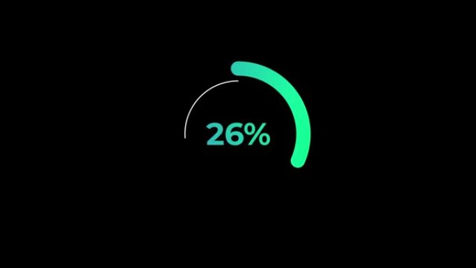 循环百分比加载转移下载动画0-60% 在绿色科学效果。