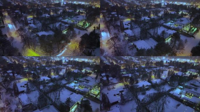 多伦多宁静的社区被雪覆盖，房屋被白色覆盖