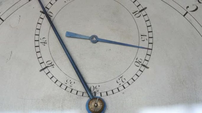 钟表在老式机械表的表盘上移动