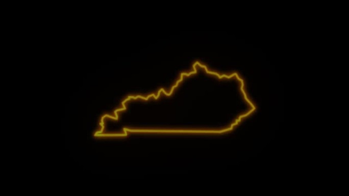 美国肯塔基州地图霓虹灯动画
