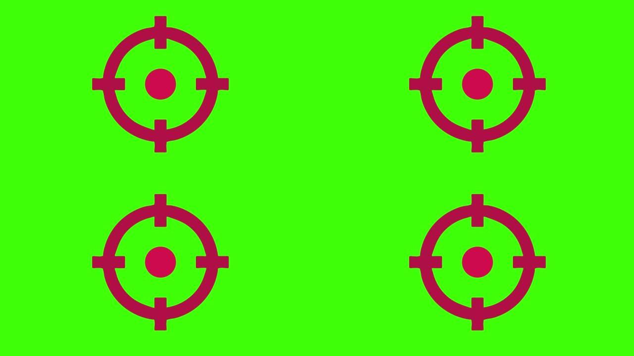 绿色屏幕上弹出动画圆形红色粗体语音图标