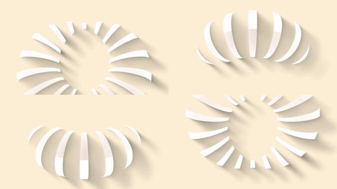 渐变条纹现代抽象简单的形状与阴影。运动3D无缝循环动画作为极简艺术装饰壁纸模板。