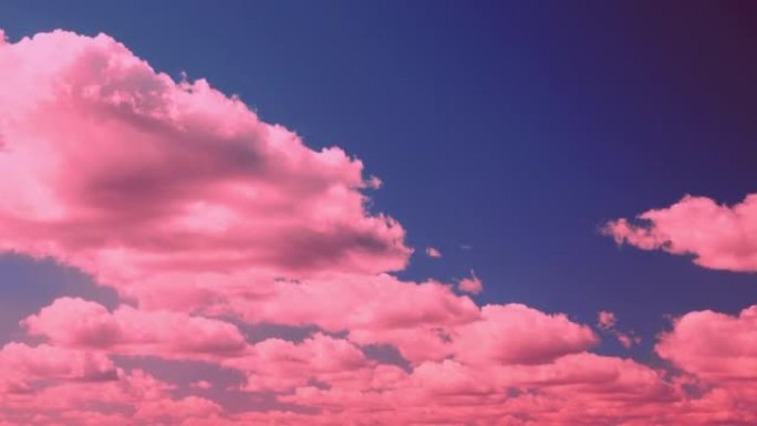 色调粉色和蓝色美丽的多云天空和蓬松的云。色调天空背景