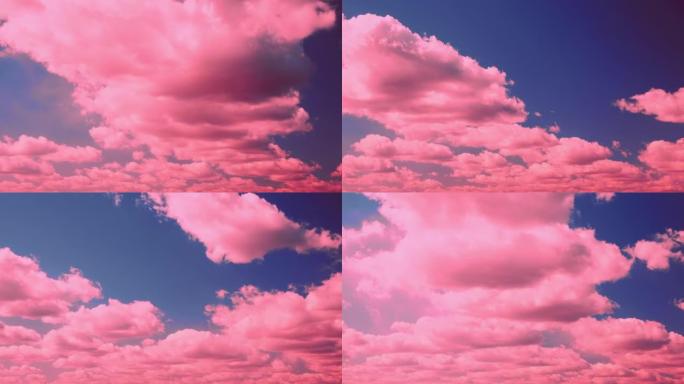 色调粉色和蓝色美丽的多云天空和蓬松的云。色调天空背景