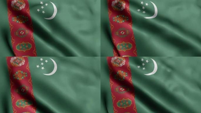 土库曼斯坦国旗-土库曼斯坦国旗高细节-国旗土库曼斯坦波浪图案可循环元素-高分辨率和高细节织物纹理和无