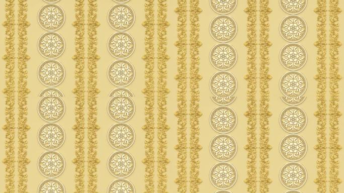 装饰花卉巴洛克民族装饰品，文艺复兴时期复古古董复古图案，维多利亚时代优雅锦缎背景，金花纺织黄色壁纸