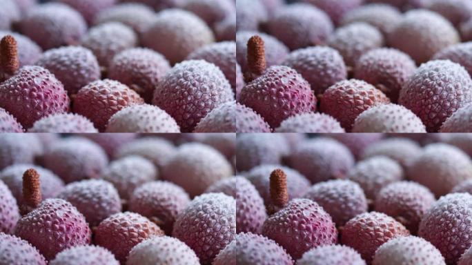 霜冻荔枝水果背景。