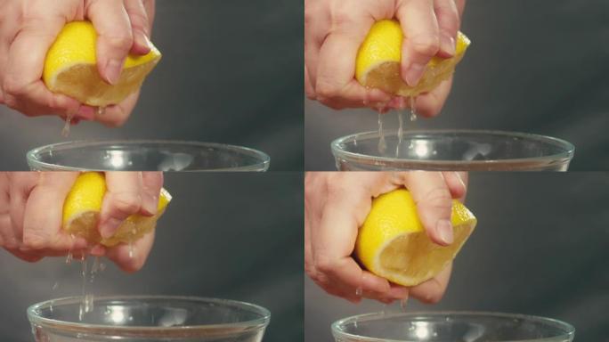 将柠檬汁压入碗中