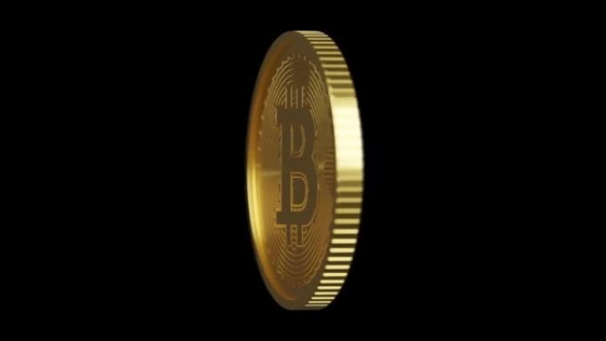 3D渲染黄金比特币旋转与骷髅图标，加密货币投资技术数字货币风险概念白色背景无缝循环动画4K，luma