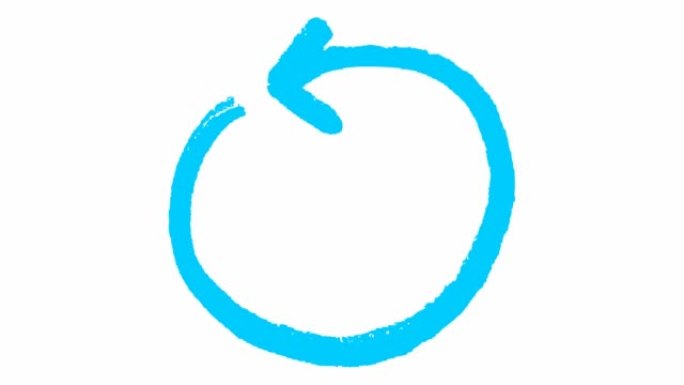 圆圈箭头的动画图标。蓝色符号。手绘矢量插图孤立在白色背景上。