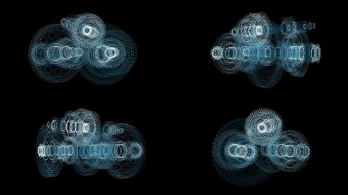 数字齿轮箱全息图。工业和技术概念