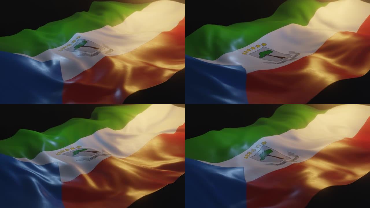 赤道几内亚国旗侧面角度视图
