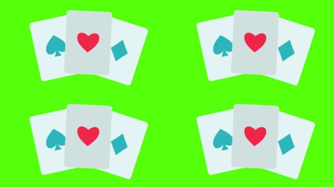 绿屏背景下纸牌游戏的矢量设计